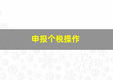 申报个税操作