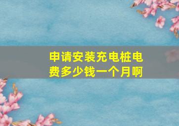 申请安装充电桩电费多少钱一个月啊