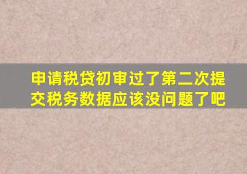 申请税贷初审过了第二次提交税务数据应该没问题了吧