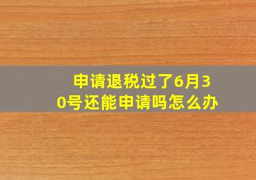 申请退税过了6月30号还能申请吗怎么办