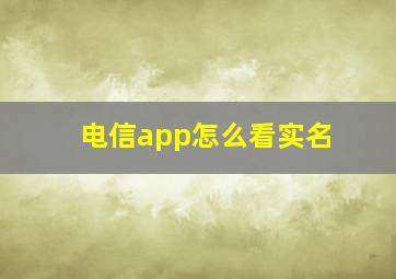 电信app怎么看实名