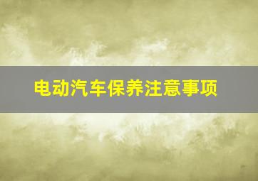 电动汽车保养注意事项