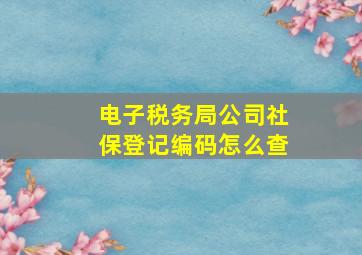 电子税务局公司社保登记编码怎么查