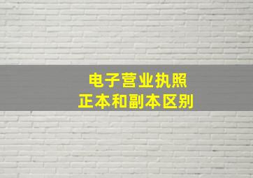 电子营业执照正本和副本区别