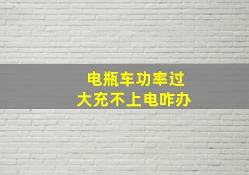 电瓶车功率过大充不上电咋办