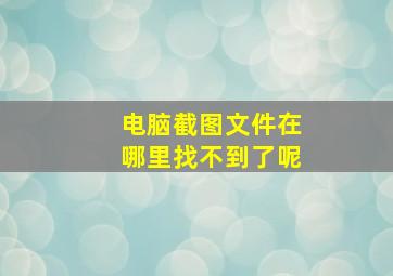 电脑截图文件在哪里找不到了呢