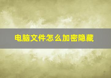 电脑文件怎么加密隐藏