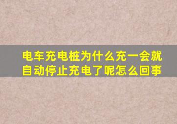 电车充电桩为什么充一会就自动停止充电了呢怎么回事