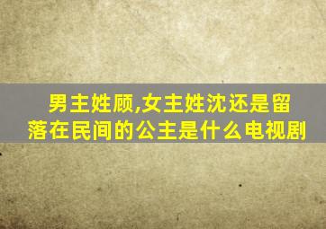 男主姓顾,女主姓沈还是留落在民间的公主是什么电视剧