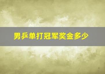 男乒单打冠军奖金多少