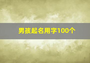 男孩起名用字100个