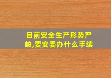 目前安全生产形势严峻,要安委办什么手续