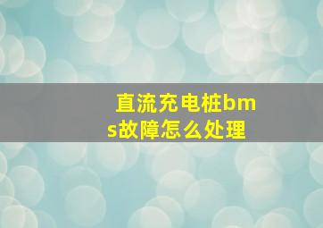 直流充电桩bms故障怎么处理