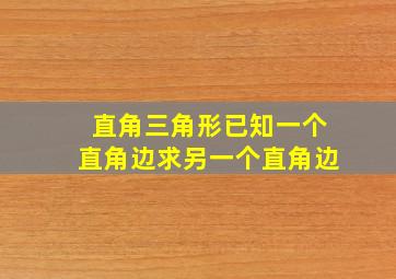 直角三角形已知一个直角边求另一个直角边