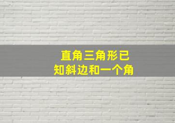 直角三角形已知斜边和一个角