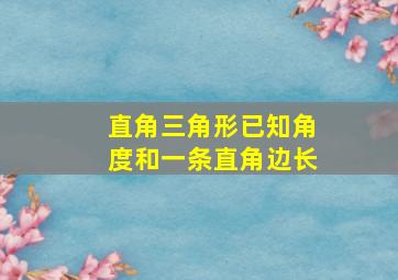 直角三角形已知角度和一条直角边长