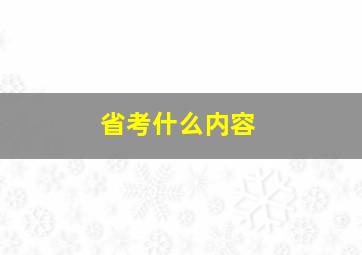 省考什么内容