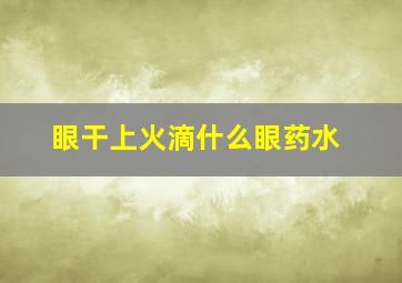 眼干上火滴什么眼药水