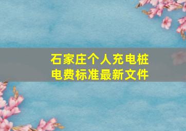 石家庄个人充电桩电费标准最新文件