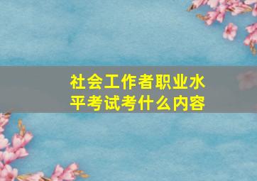 社会工作者职业水平考试考什么内容