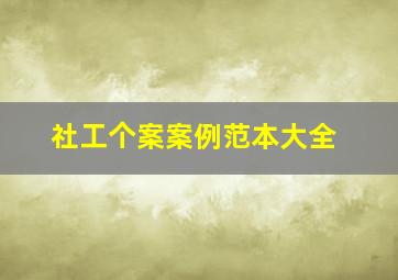 社工个案案例范本大全