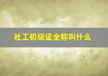 社工初级证全称叫什么