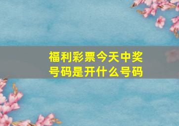 福利彩票今天中奖号码是开什么号码