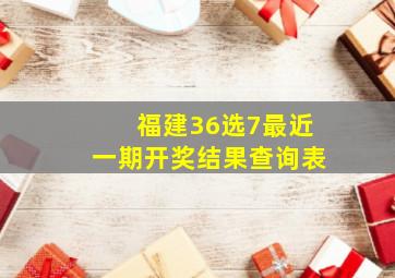 福建36选7最近一期开奖结果查询表