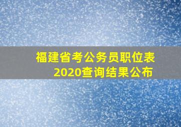 福建省考公务员职位表2020查询结果公布