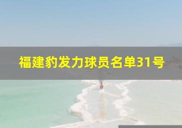 福建豹发力球员名单31号