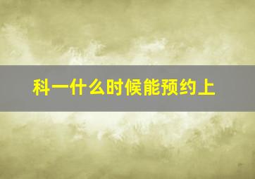 科一什么时候能预约上