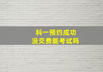 科一预约成功没交费能考试吗