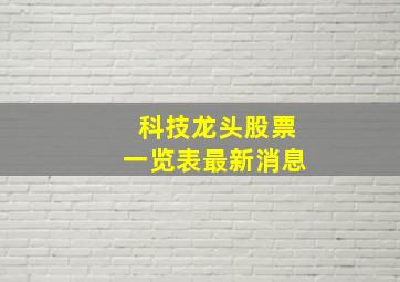 科技龙头股票一览表最新消息