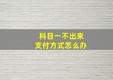 科目一不出来支付方式怎么办