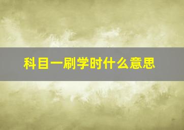 科目一刷学时什么意思