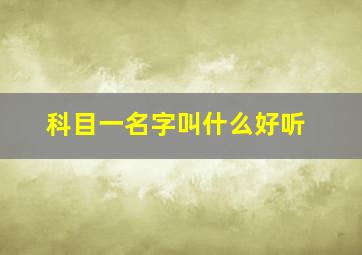 科目一名字叫什么好听