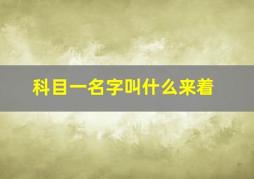 科目一名字叫什么来着