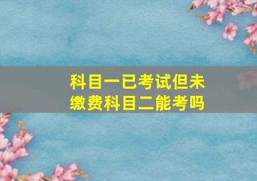 科目一已考试但未缴费科目二能考吗