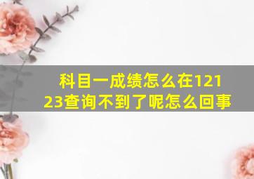 科目一成绩怎么在12123查询不到了呢怎么回事