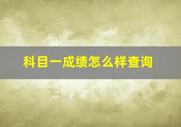 科目一成绩怎么样查询