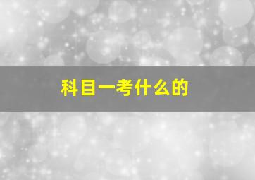 科目一考什么的