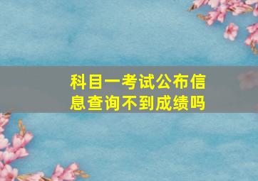 科目一考试公布信息查询不到成绩吗