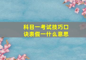 科目一考试技巧口诀表假一什么意思