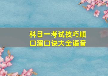 科目一考试技巧顺口溜口诀大全语音