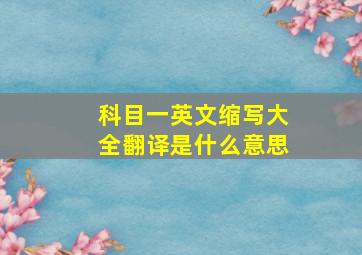 科目一英文缩写大全翻译是什么意思