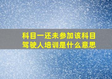 科目一还未参加该科目驾驶人培训是什么意思