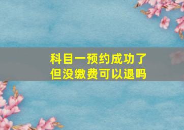 科目一预约成功了但没缴费可以退吗