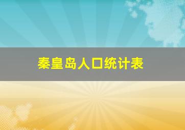 秦皇岛人口统计表