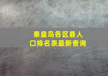 秦皇岛各区县人口排名表最新查询