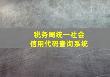 税务局统一社会信用代码查询系统